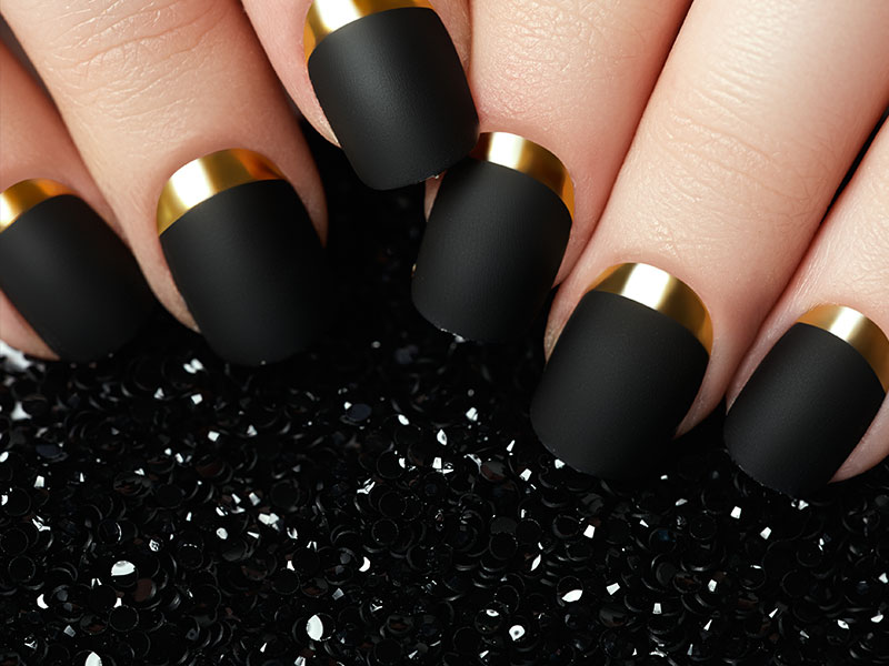Advanced Nail Artistry Matte Black And Gold
