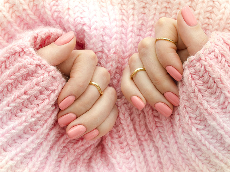 Pink Peach Gel Nails